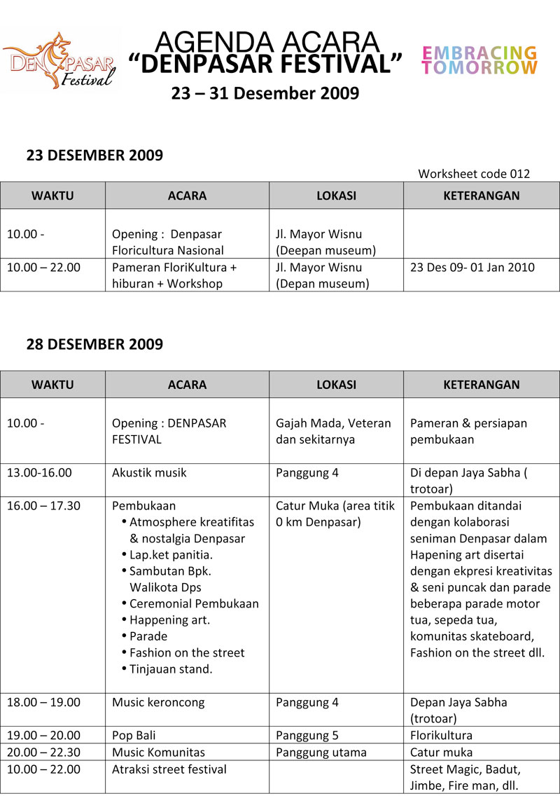 Agenda acara Denpasar Festival  komunitas kreatif bali